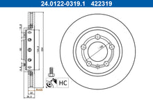 ATE Remschijf Achteras 254 x 22 mm Geventileerd Gecoat 24.0122-0319.1