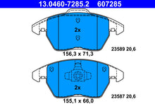 ATE Remblokkenset Vooras | Breedte 1: 155 mm, Hoogte 1: 66 mm, Breedte 2 [mm]: 156 mm, Hoogte 2: 71 mm,